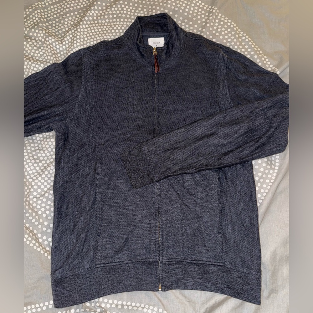 Billy Reid Zip-up Track-style Lightweight Jacket - Dark Blue - Size M